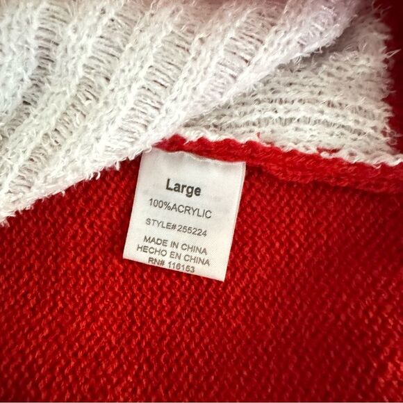 Poof! Red White Snowflake And Gold Sequin Gnome Christmas Sweater L - Picture 3 of 4